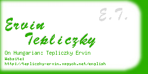 ervin tepliczky business card